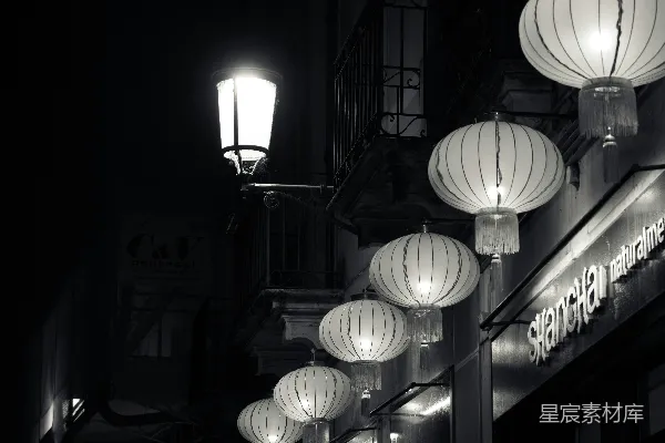 高清摄影 夜巷中的灯笼