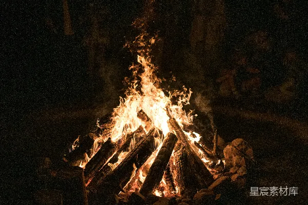 高清摄影 夜幕下的篝火