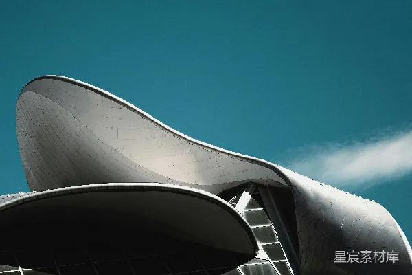 高清摄影 流线型建筑与蓝天