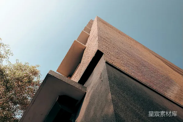 高清摄影 仰望天空的建筑一角