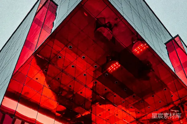 高清摄影 红色玻璃建筑的现代美学