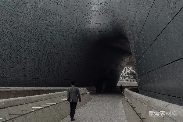 高清摄影 现代建筑中的孤独背影