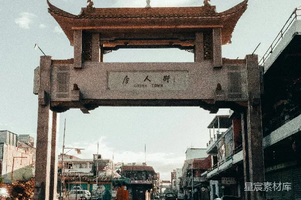 高清摄影 唐人街的清晨