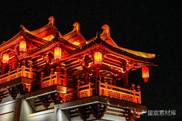 高清摄影 夜色中的古建筑