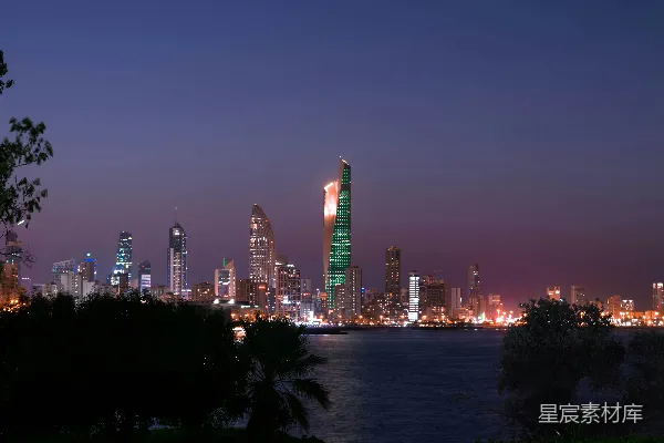 高清摄影 夜幕下的海滨城市