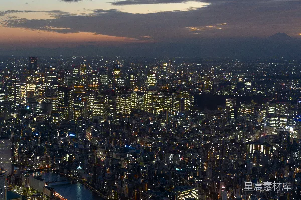 高清摄影 东京夜景与富士山