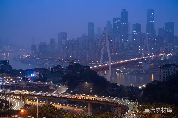 高清摄影 夜幕下的重庆大桥