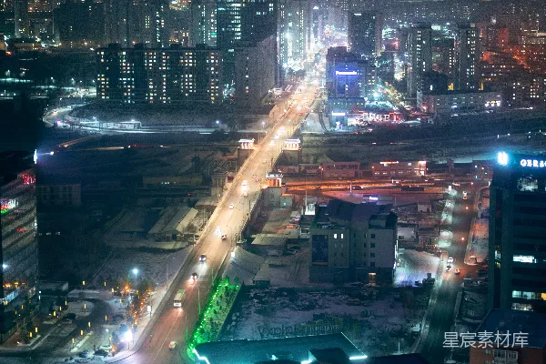 高清摄影 冬夜的城市繁华
