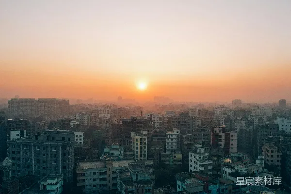 高清摄影 夕阳下的城市剪影