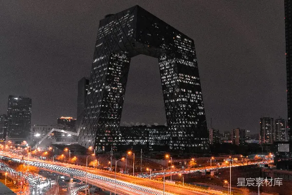 高清摄影 现代都市夜景中的标志性建筑