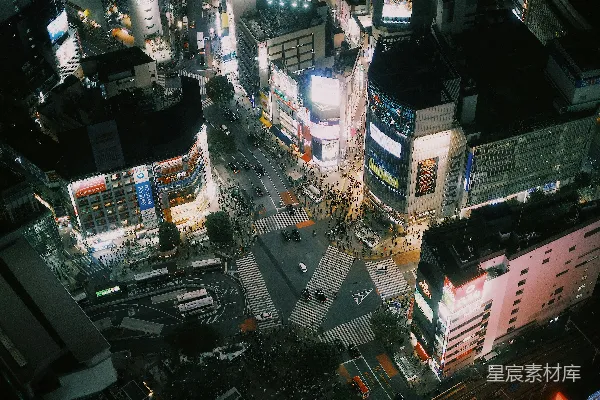 高清摄影 东京涩谷交差点夜景