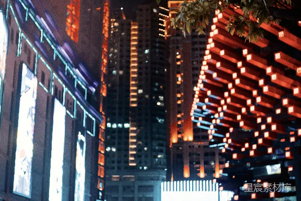 高清摄影 霓虹夜景：城市繁华的光影交织