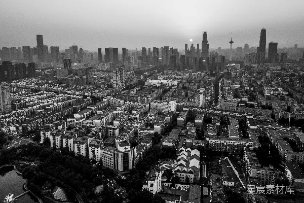 高清摄影 雾中城市全景