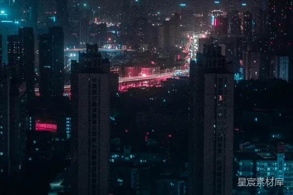 高清摄影 夜幕下的城市霓虹