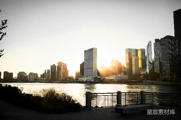 高清摄影 夕阳下的城市天际线