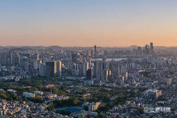 高清摄影 黄昏时分的城市全景