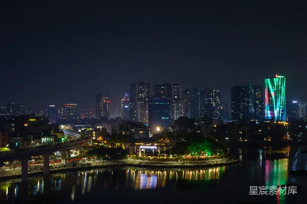 高清摄影 夜幕下的城市天际线