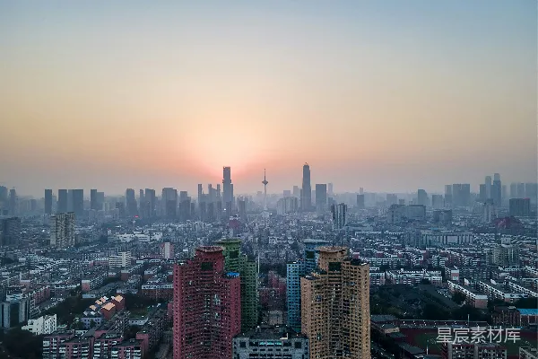 高清摄影 晨曦中的城市轮廓