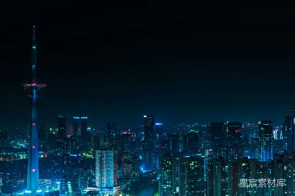 高清摄影 夜幕下的城市天际线