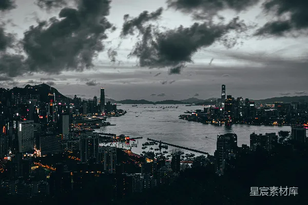 高清摄影 暮色中的香港天际线