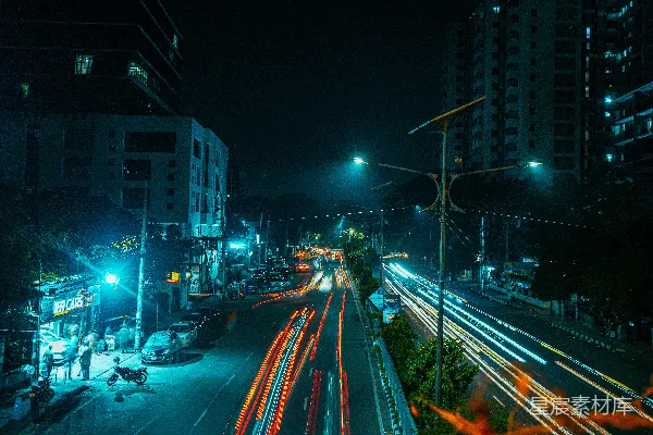 高清摄影 夜色中的城市街道