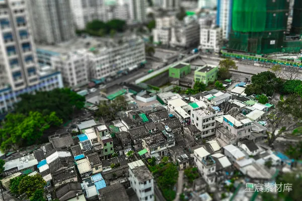 高清摄影 城市微缩景观：高楼与小巷的对比