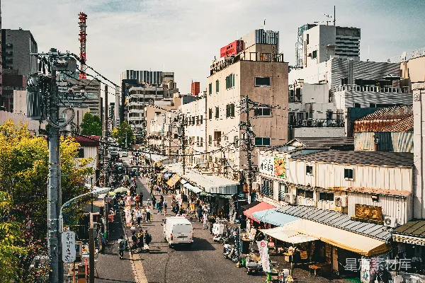 高清摄影 繁忙的市集街景