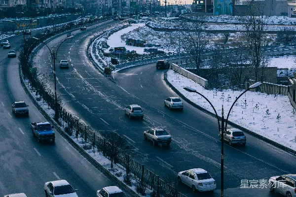 高清摄影 冬日城市的繁忙街道