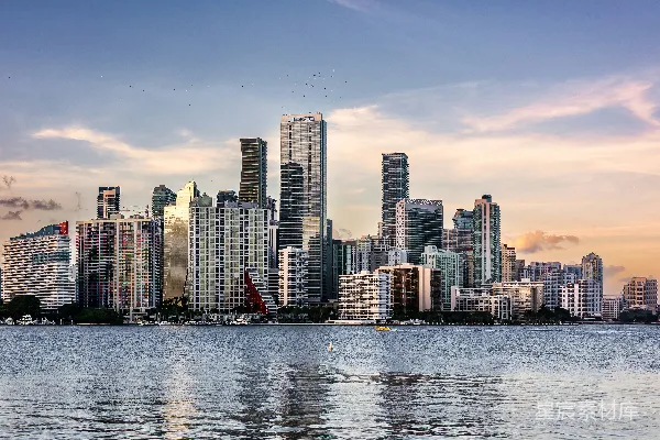 高清摄影 夕阳下的迈阿密天际线