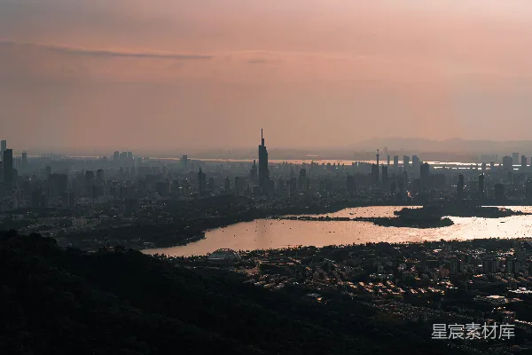 高清摄影 日落时的城市全景