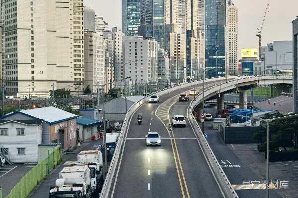 高清摄影 城市天际线与高架道路