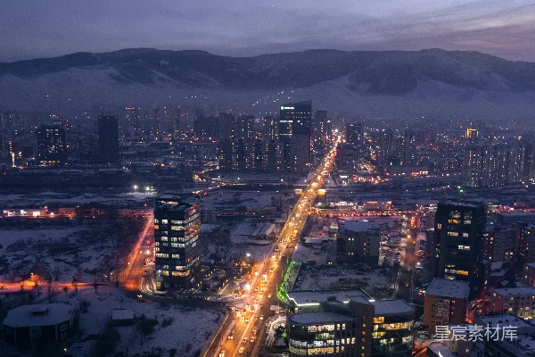 高清摄影 冬夜城市的灯火