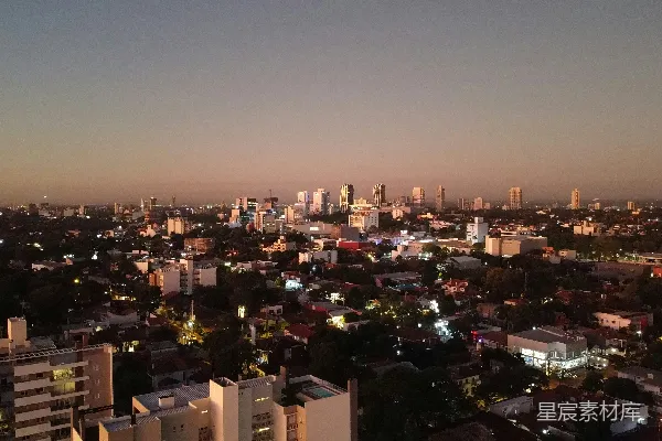 高清摄影 日落时分的城市全景