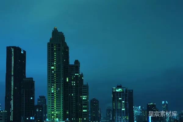 高清摄影 夜幕下的城市剪影