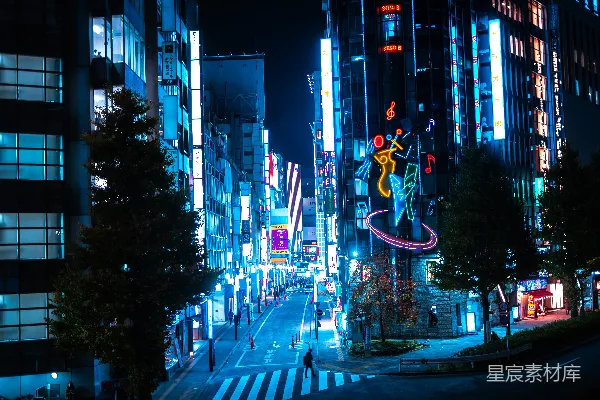 高清摄影 霓虹灯下的东京夜景
