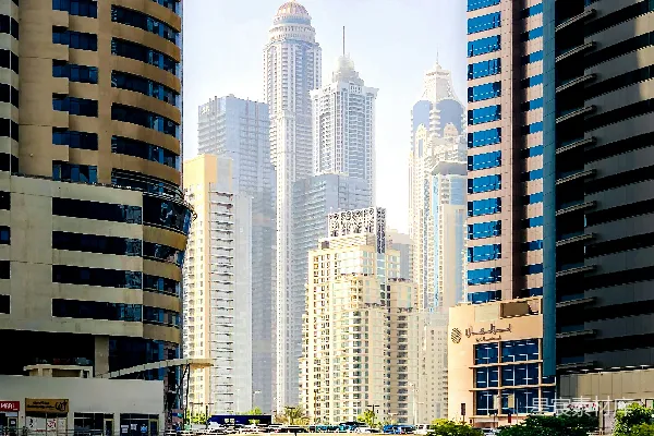 高清摄影 迪拜码头的现代都市风光