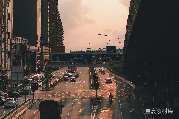 高清摄影 都市日落街头