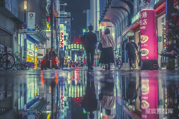 高清摄影 雨夜霓虹下的都市漫步
