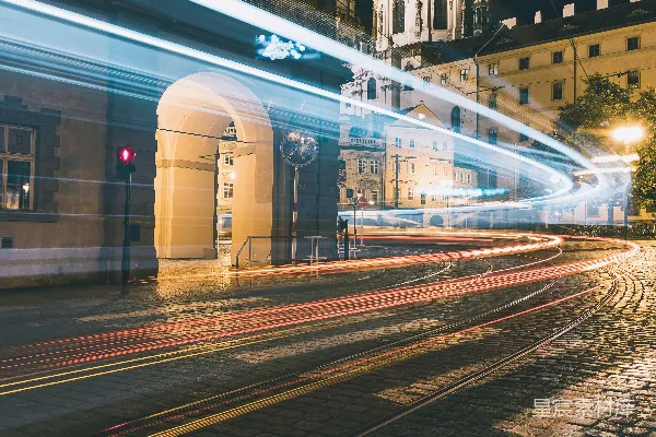高清摄影 夜景中的城市轨迹