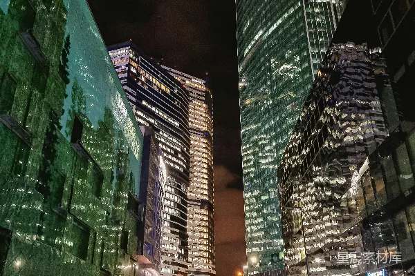 高清摄影 都市夜景下的摩天大楼