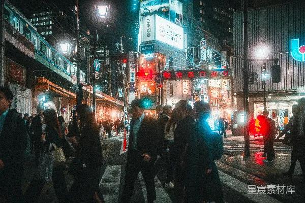 高清摄影 霓虹灯下的东京街头