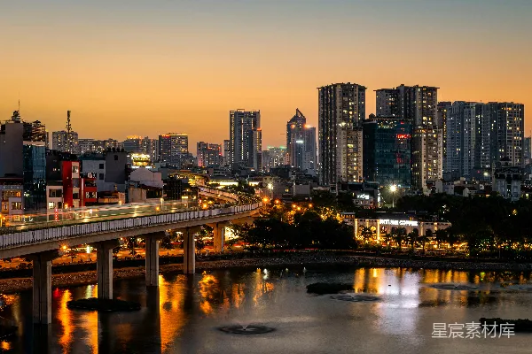 高清摄影 城市黄昏的绚丽景色