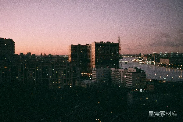 高清摄影 城市的落日剪影