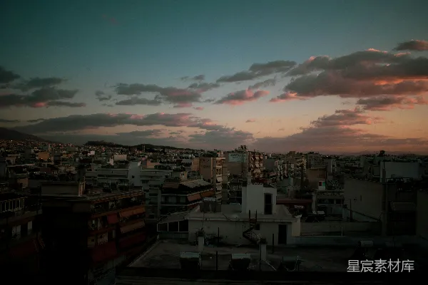 高清摄影 暮色中的城市全景