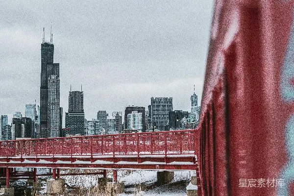 高清摄影 雪中的芝加哥天际线