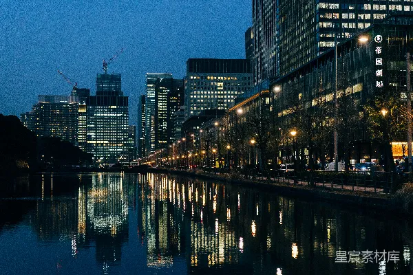 高清摄影 都市夜景：灯光倒影中的城市
