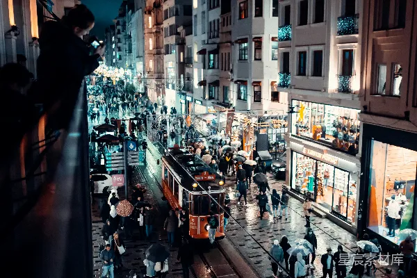 高清摄影 雨夜中的城市街道