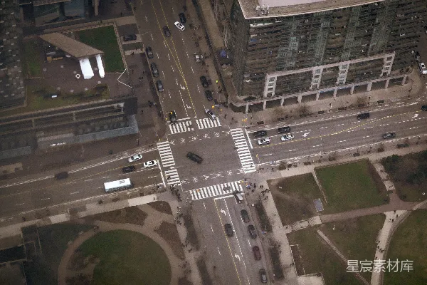 高清摄影 俯瞰城市十字路口