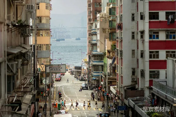 高清摄影 香港维多利亚港的街道