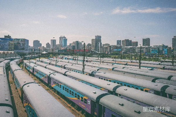 高清摄影 城市火车停靠站全景